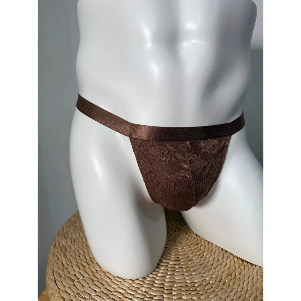 Cosabella‎ Men's Semi Sheer Lace Thong Brown NWT Size S